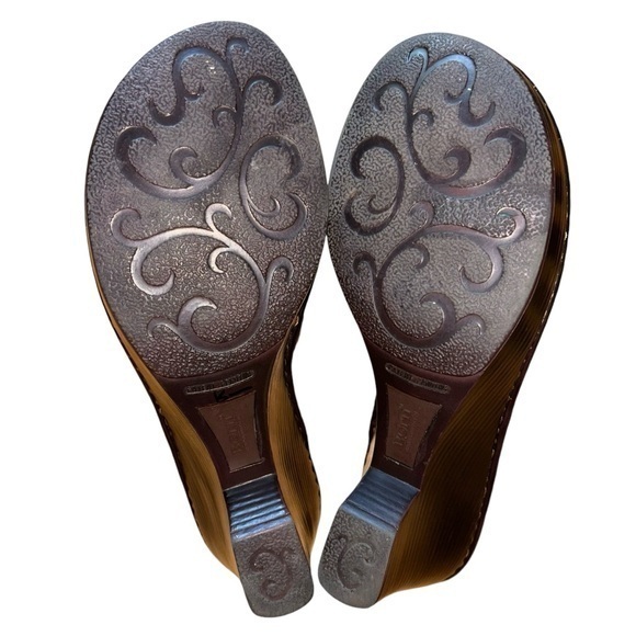 Born Women’s Leather Platform Buckle Clogs Mules‎ Brown Size 9 Chunky Boho - Picture 7 of 10